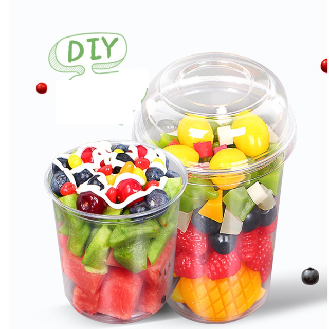  Transparent plastic takeout container, disposable flip-top dessert container with lid, suitable for salad, pasta, sandwiches