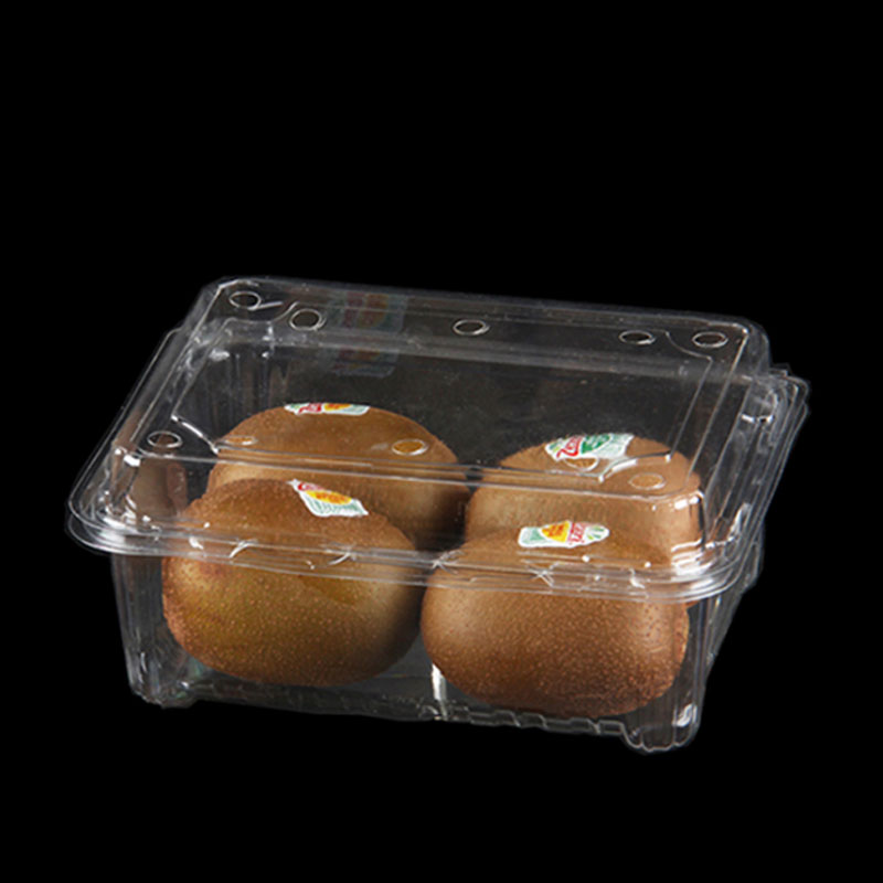 Transparent clamshell fruit box protecting berries during transport